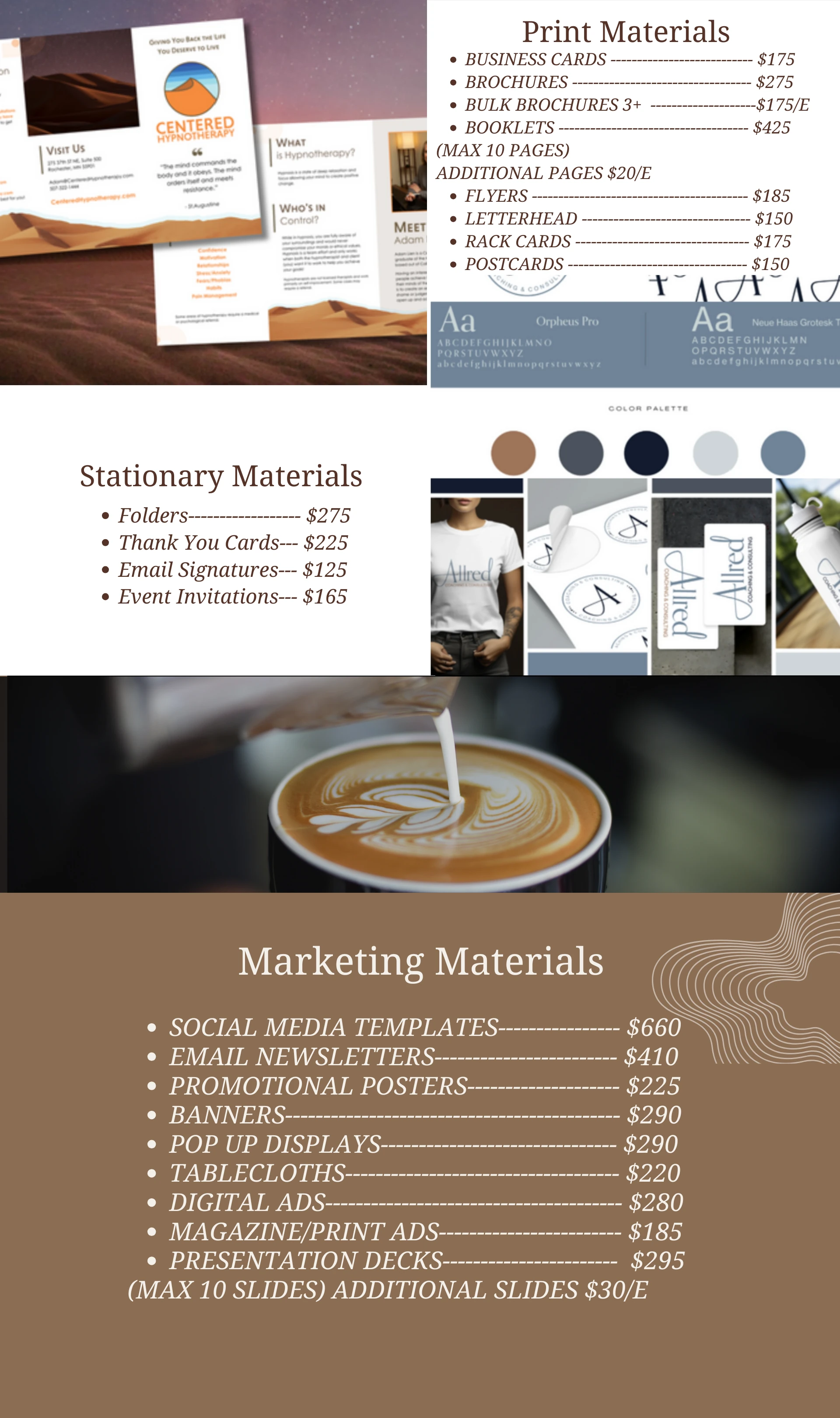 A-la-carte Marketing Items